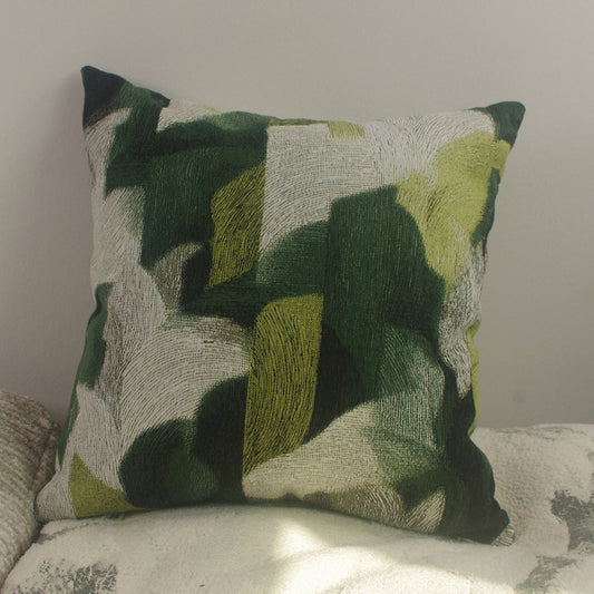 Essie Home Fashion Green Abstract Impressionist Cushion Cover